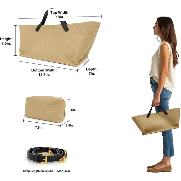 2Pcs Large Tote & Pouch Set - Transformable Women's Handbag for Every Occasion - Picture 6 of 8